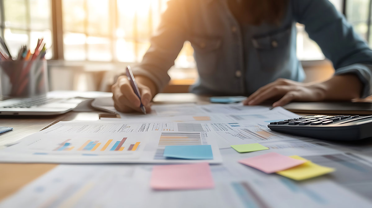 man working on financial data